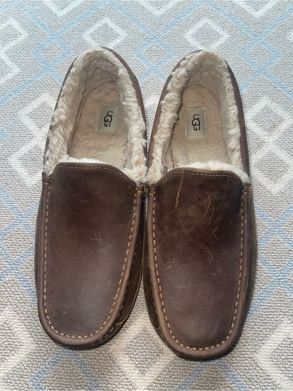 Brown Leather UGG Men's Ascot slippers 13
